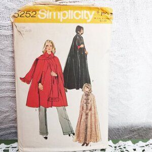 Vintage Cape Cloak Simplicity Sewing Pattern 5252 NIP Uncut/Unused Sz LG 16-18